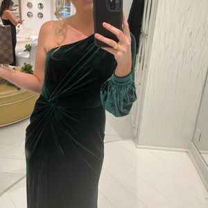 Emerald green velvet bridesmaid dress